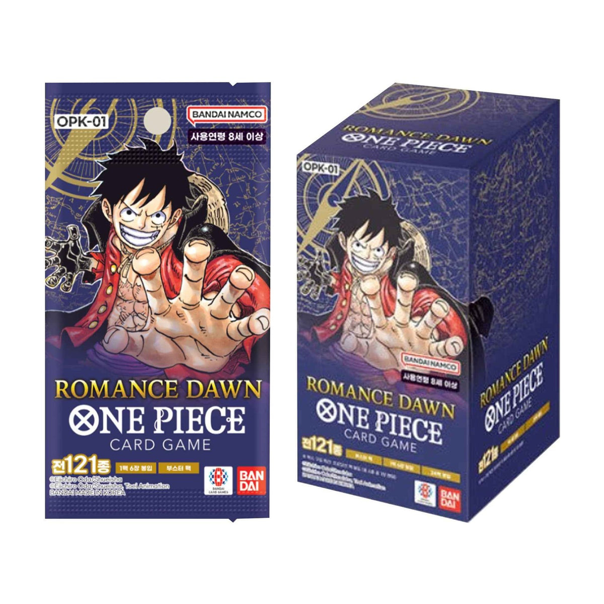 [OPK-01] One Piece TCG: Romance Dawn Booster Box (Korean) - box and pack