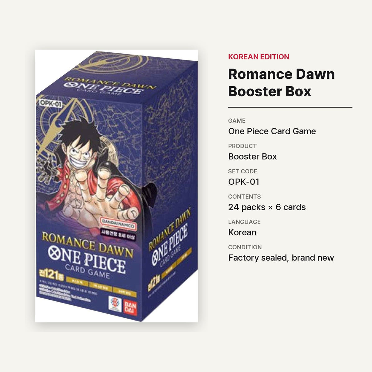 [OPK-01] One Piece TCG: Romance Dawn Booster Box (Korean) - specifications
