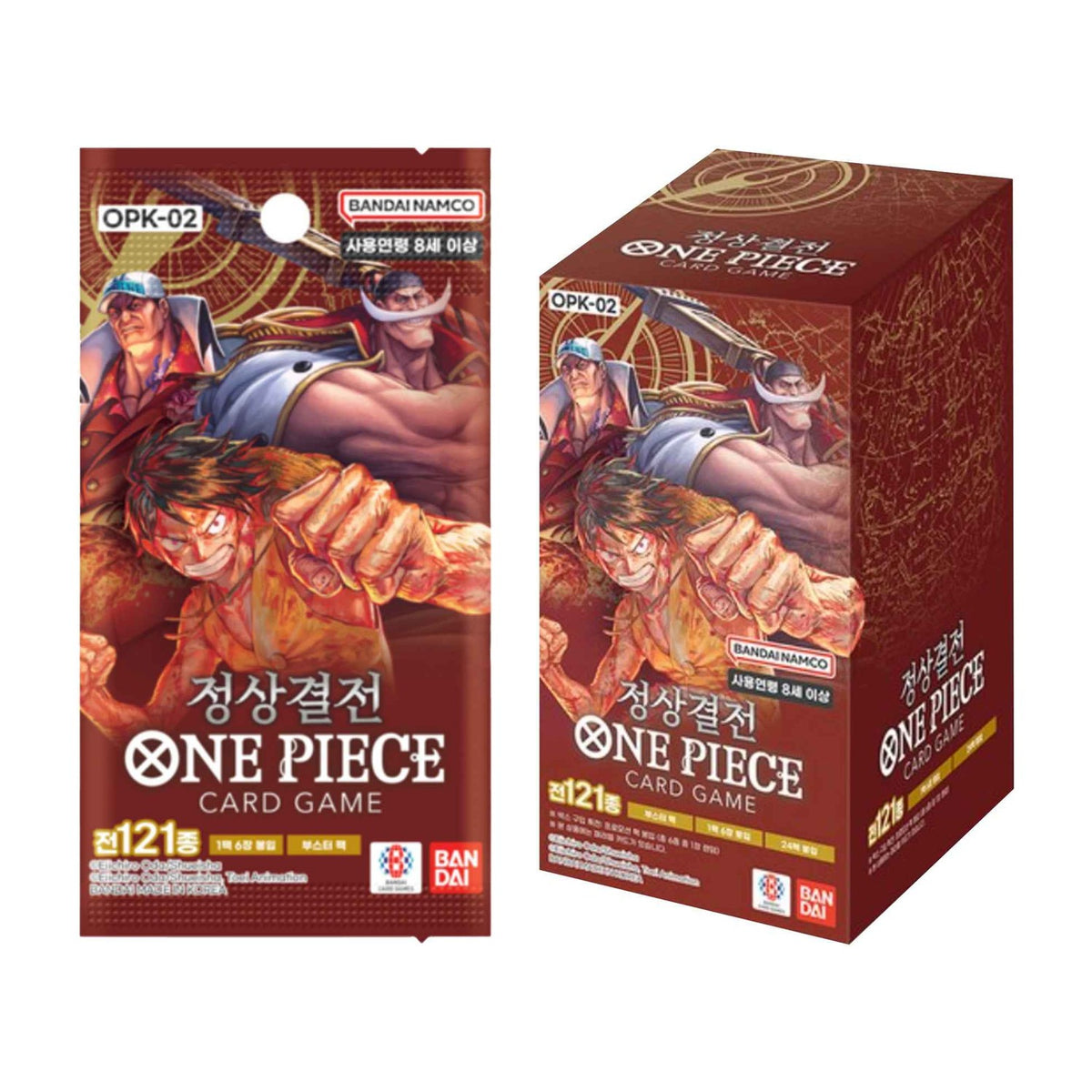 [OPK-02] One Piece TCG: Paramount War Booster Box (Korean) - box and pack