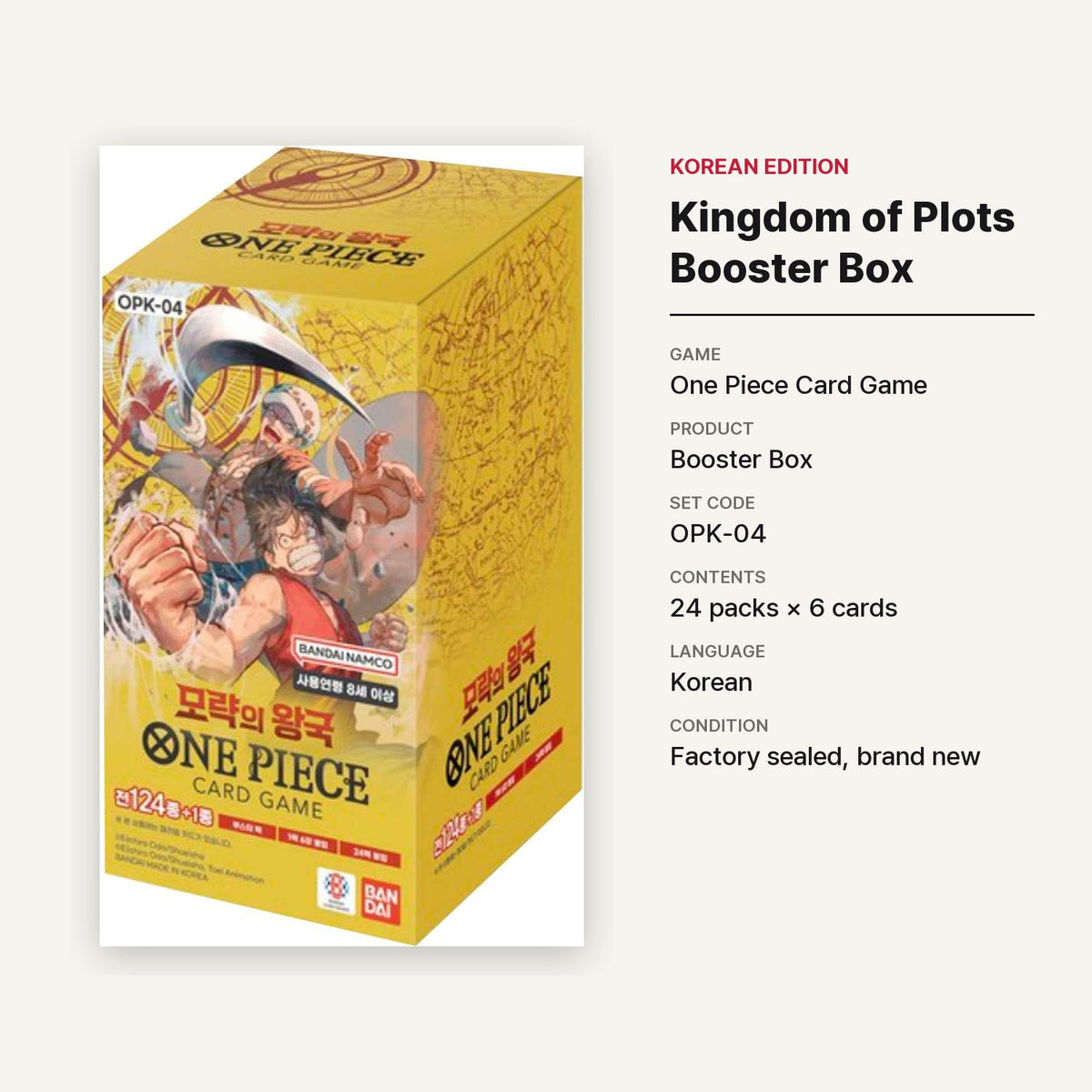 [OPK-04] One Piece TCG: Kingdom of Plots Booster Box (Korean) - specifications