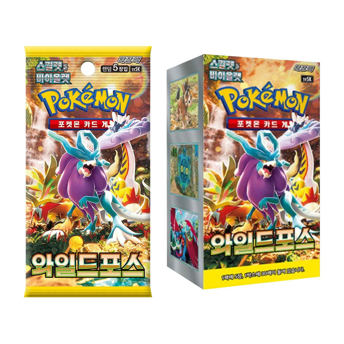 Pokémon TCG [Scarlet & Violet] Wild Force Booster Box (Korean, Sealed) - box and pack
