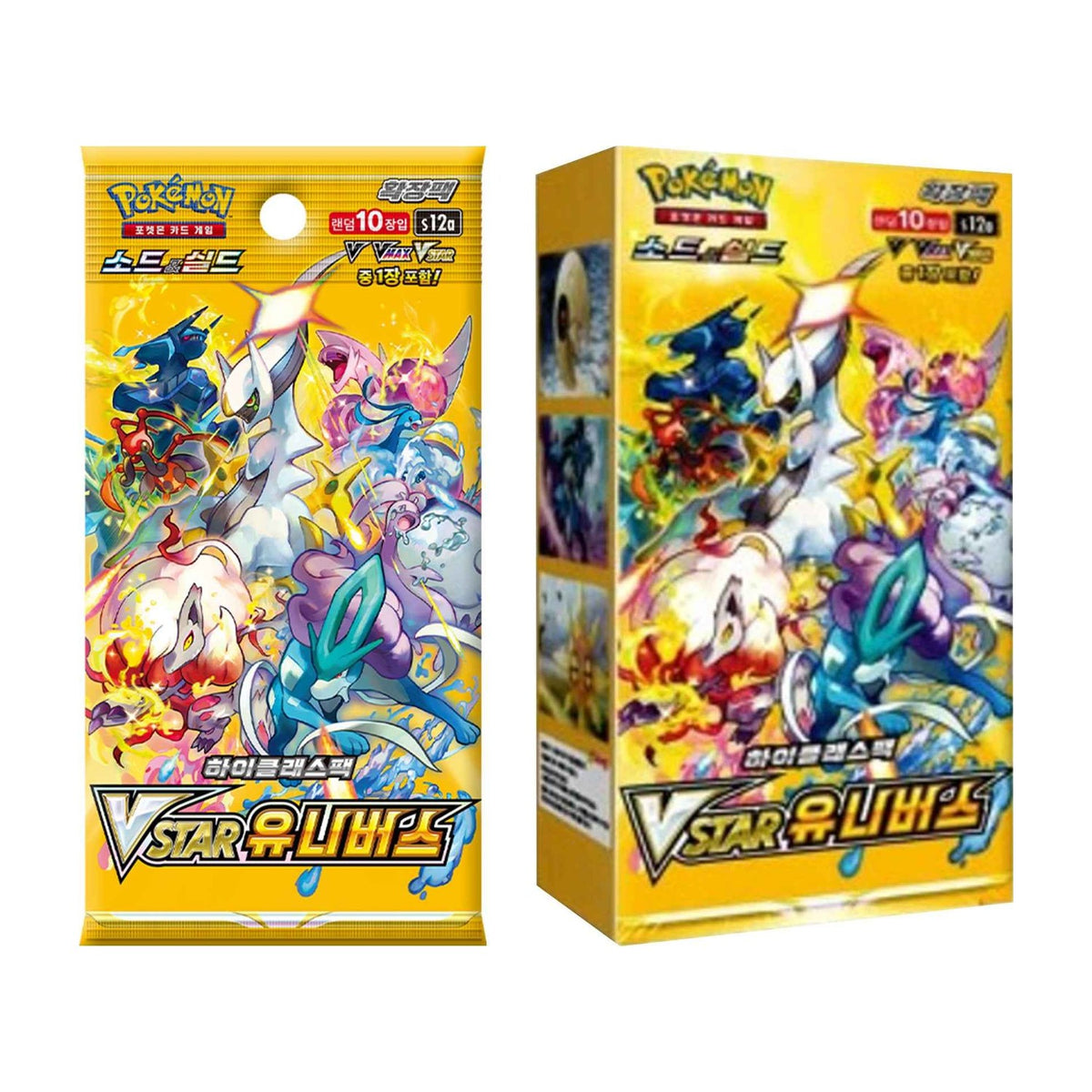 Pokémon TCG [Sword & Shield] VSTAR Universe Booster Box (Korean, Sealed) - box and pack