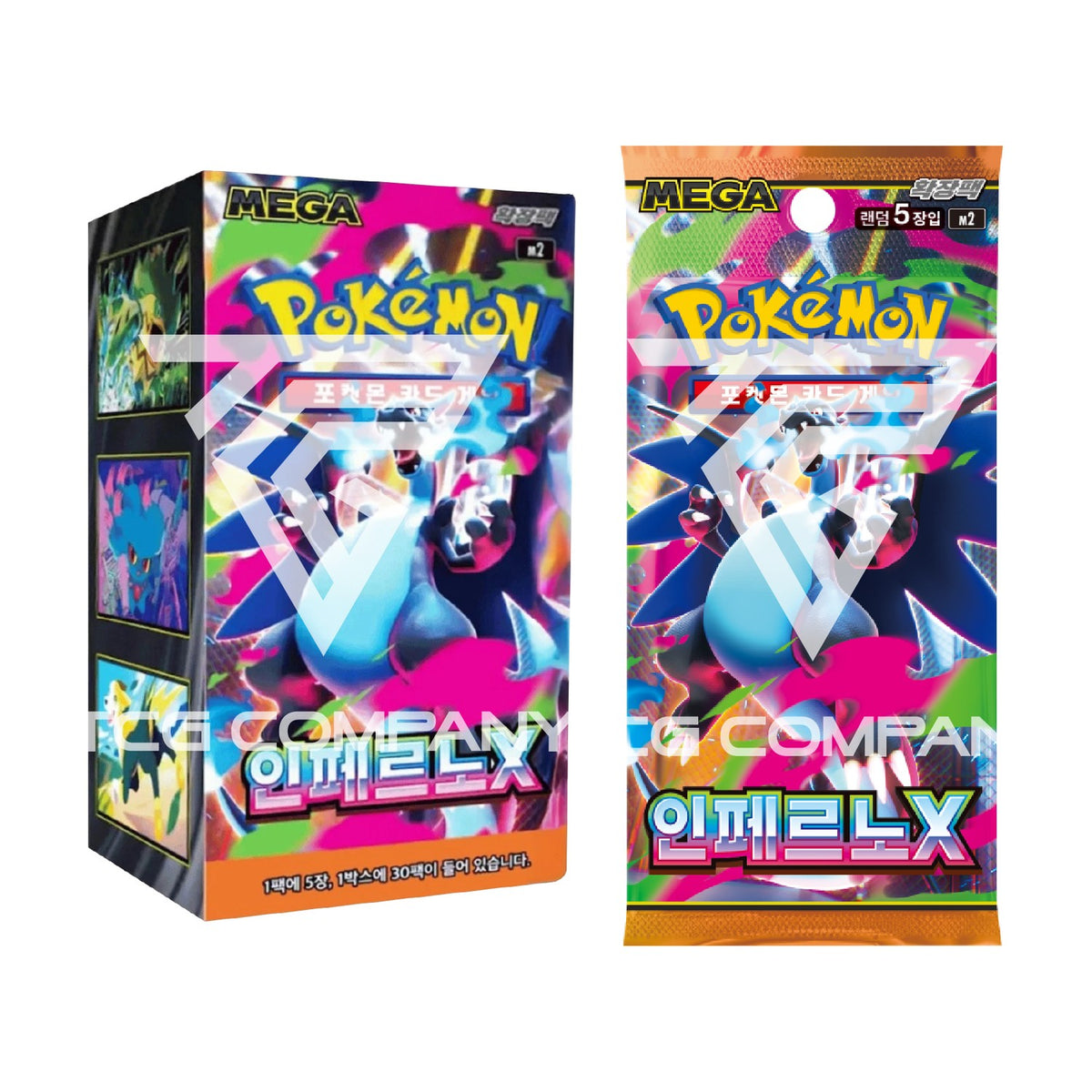 Pokémon TCG [MEGA] Inferno X Booster Box (Korean, Sealed) - box and pack